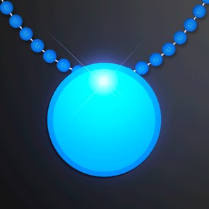 Blue LED Circle Badge with Beads - PRINTED