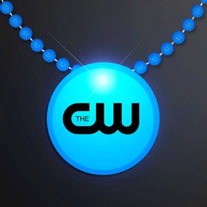 Blue LED Circle Badge with Beads - PRINTED