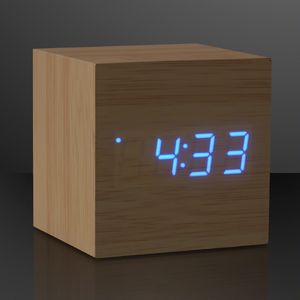 Blue LED Cube Alarm Clock with USB - PRINTED
