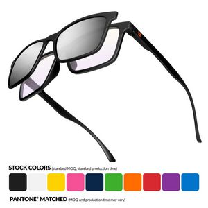 Blue Light Blocking Duo Eyeglass W/ Snap Mirrored Lens & One Color Imprint