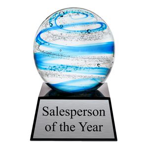 Blue Snow Globe Art Glass 5.5"