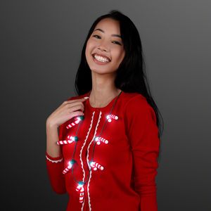 Candy Cane Lights Christmas Party Necklace - PRINTED