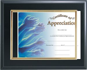 Classic Black Slide In Certificate Plaque-8.5x11" Doc