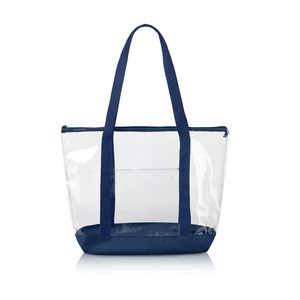 Clear Zippered Tote Bag With Pocket