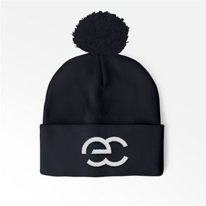 Cuffed Pom Beanie with Embroidery
