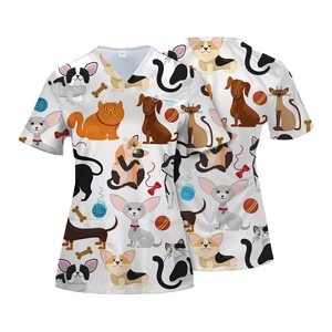 Custom V-Neck 4 Pocket Scrubs Top(Full Color Sublimation)