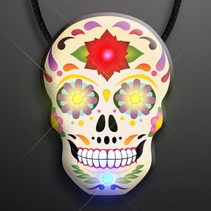 Day of the Dead Light Up Sugar Skulls on Lanyard - BLANK