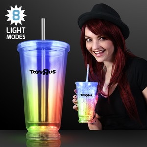 Deluxe Multicolor LED Double Wall Tumbler Cup - PRINTED
