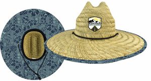 Domestic Straw Hat w/Custom Patch And Tiki Pattern