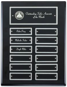 Ebony Perpetual Award Plaque Silver Engraved 12 Plate