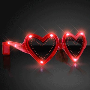 Flashing Heart Shaped Red Light Up Sunglasses - BLANK