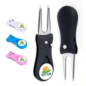 Foldable Golf Divot Tool With Magnetic Ball Marker