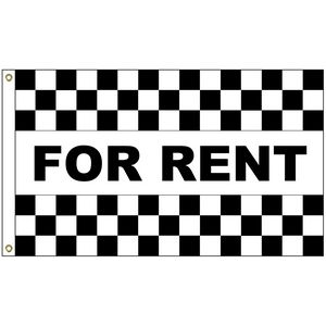 For Rent Black & White Checkered 3' x 5' Message Flag with Heading and Grommets