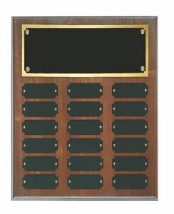 Genuine Walnut Perpetual Award Plaque 18 Plates