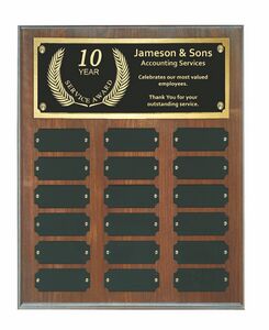 Genuine Walnut Perpetual Award Plaque 18 Plates