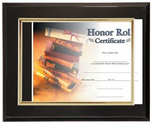 Gloss Black Slide In Certificate Plaque-8.5x11" Doc
