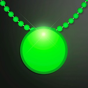 Green LED Circle Badge with Beads - PRINTED