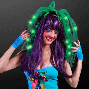 Green LED Noodle Headbands - BLANK