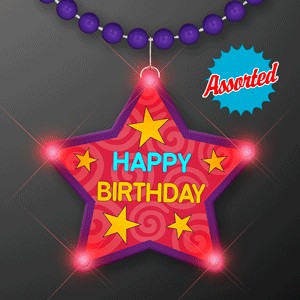 Happy Birthday Star Flashing Necklace - BLANK