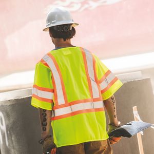 Hi-Viz Class 3 Deluxe Mesh Safety Vest w/Zipper Front