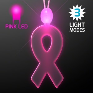 Imprinted Ribbon Acrylic Necklaces with Pink LED - PRINTED