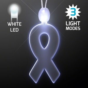 Imprinted Ribbon Acrylic Necklaces with White LED - PRINTED