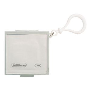 Individual Wet Wipes in Square Plastic Container & Carabiner