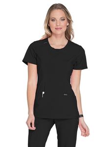 Infinity - Women's Stretch Rib-knit Back Panel Round Neck Top