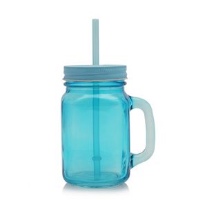 Kathleen Mason Jars with Straw - 15 Oz.