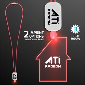 LED Neon Red Lanyards with Acrylic House Pendant - PRINTED