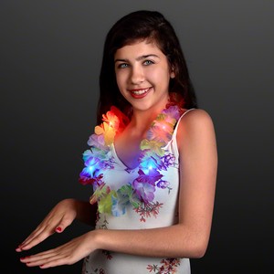 LED Rainbow Flower Lei Party Necklaces - BLANK