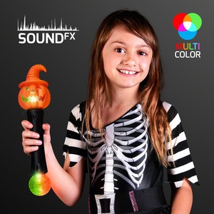 LED Witchy Pumpkin Wand with Sound & Lights - PRINTED