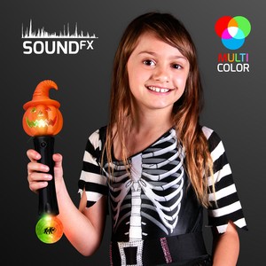 LED Witchy Pumpkin Wand with Sound & Lights - PRINTED