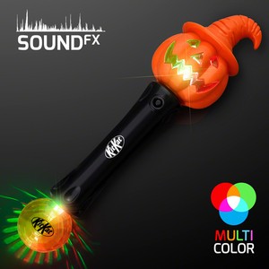 LED Witchy Pumpkin Wand with Sound & Lights - PRINTED