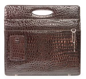 Ladies Briefcase - Espresso Faux-Croc