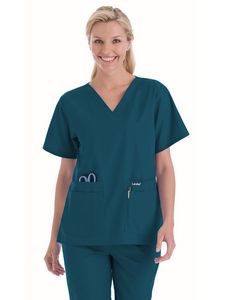 Landau - Essentials - Women's 4-Pocket Durable V-Neck Top