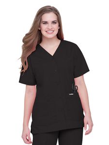 Landau - Essentials - Women's 4-Pocket Snap-Front V-Neck Top