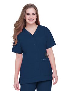 Landau - Essentials - Women's 4-Pocket Snap-Front V-Neck Top