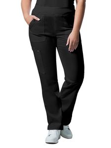Landau - ProFlex - Women's 5-Pocket Mid-Rise Rib-Knit Elastic Waist Straight Leg Pant