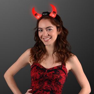 Large Devil Horns Light Up Headbands - PRINTED