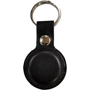 Leather AirTag Holder w/ Snap Botton & Keyring Custom Logo