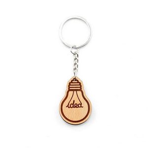 Light Bulb Wood Keychain