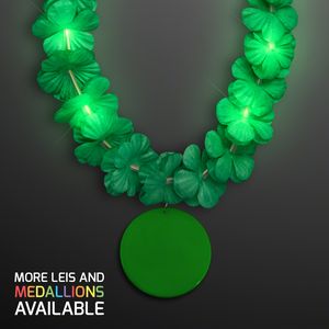 Light Up Green Lei with Green Medallion - PRINTED