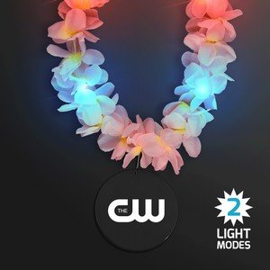 Light Up Hawaiian Leis with Custom Black Medallion - PRINTED