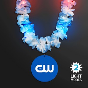 Light Up Hawaiian Leis with Custom Blue Medallion - PRINTED