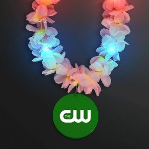 Light Up Hawaiian Leis with Custom Green Medallion - PRINTED