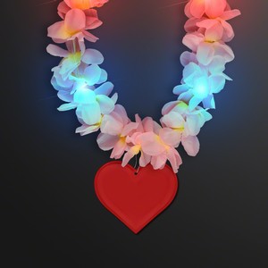Light Up Hawaiian Leis with Custom Heart Medallion - PRINTED