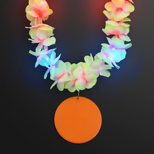 Light Up Hawaiian Leis with Custom Orange Medallion - PRINTED
