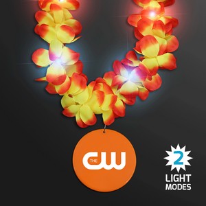 Light Up Hawaiian Leis with Custom Orange Medallion - PRINTED