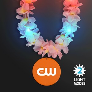 Light Up Hawaiian Leis with Custom Orange Medallion - PRINTED
